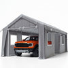 Garvee 13'x20' Portable Garage, Heavy Duty Car Port Canopy with Reinforced Steel Poles, 4 Roll-Up Doors & Ventilated Windows, Silver Grey