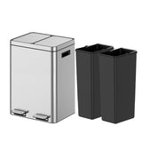Garvee Kitchen Trash Can, 2x5.3 Gallon Garbage Can, Stainless Steel Waste Bins for Recycling and Trash, 2 Compartments with Removable Inner Buckets, Step On Pedal, Quite-Close Lid, Silver - Silver