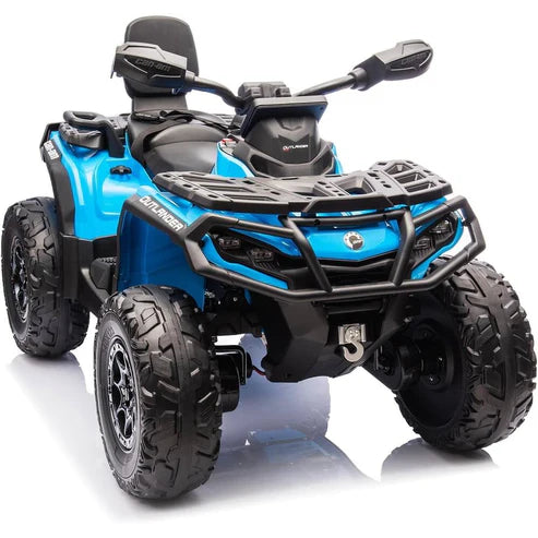 Garvee Ride - P Series: 4 Wheel Kids ATV, Bombardier Licensed 4WD Electric ATV, 12V Ride On Toy Car w/4X200W Motors, 2-Seater, LED Lights, Music, USB, 5 Mph Max Speed For Toddler 3-8, Blue