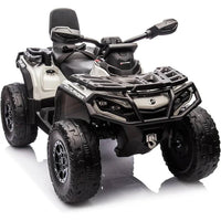 Garvee Ride - P Series: 4 Wheel Kids ATV, Bombardier Licensed 4WD Electric ATV, 12V Ride On Toy Car w/4X200W Motors, 2-Seater, LED Lights, Music, USB, 5 Mph Max Speed For Toddler 3-8, Grey