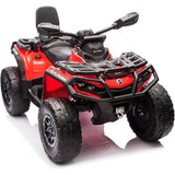 Garvee Ride - P Series: 4 Wheel Kids ATV, Bombardier Licensed 4WD Electric ATV, 12V Ride On Toy Car w/4X200W Motors, 2-Seater, LED Lights, Music, USB, 5 Mph Max Speed For Toddler 3-8, Red - Red
