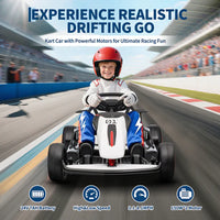 Garvee Ride - G Series: 6+,24V Drift Kart with 2X150W Strong Motor, 7AH Big Battery, Electric Pedals, Electric Go Kart Outdoor Race Toy - White