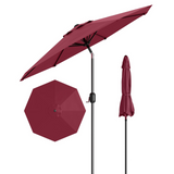 Garvee 9' Outdoor Patio Umbrella, Outdoor Table Umbrella, Market Umbrella with Push Button Tilt and Crank, 8 Sturdy Ribs UV Protection Waterproof for Garden, Deck, Backyard, Pool, Dark Red - Dark Red