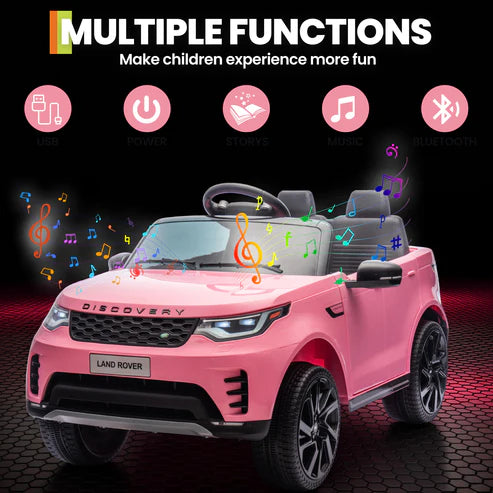 Garvee Ride P Series Voiture Électrique pour Enfants 12V Style Land Rover Deux Moteurs 3 Vitesses Batterie 4.5Ah Ceinture de Sécurité Télécommande Noir Jouet d'Extérieur - Rose