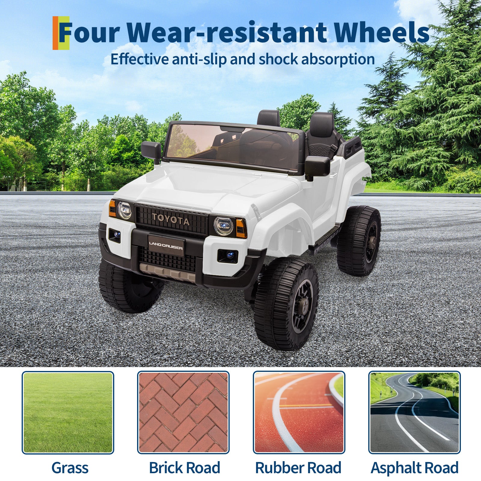 Garvee Toyota Voiture Électrique pour Enfants 24V Sous Licence 2 Places Camion Tout-Terrain avec Télécommande Musique Bluetooth Lumières LED Pelle Fonctionnelle