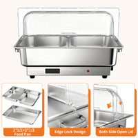 Garvee Chafing Dish Electric Buffet Set 9 QT Stainless Steel Food Servers and Warmers for Wedding and Parties, 23x14x14 in, Silver