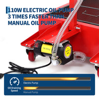 Garvee 20 Gallon Electric Oil Drain Pan with 110V Pump & 8 Ft Hose, Low Profile & T Folding Handle Oil Drain Cart for Truck Cars SUVs