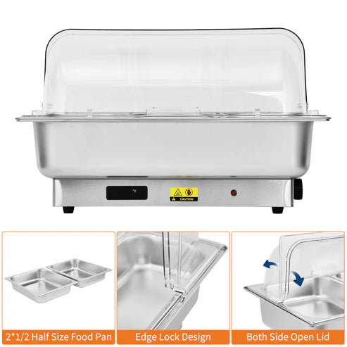 Garvee 9QT(2×1/2Pan)Electric Chafing Dish with Temperature Control, Stainless Steel Buffet Servers and Warmers, Electric Chafing Dish Set with Temperature Control for Catering