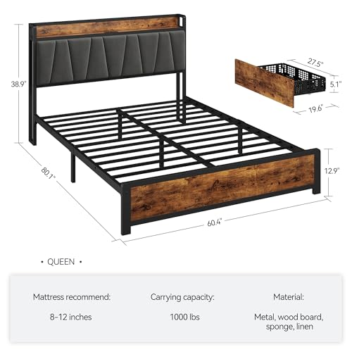 Queen bed frame dimensions and mattress recommendation