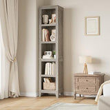 Garvee Narrow Bookcase 5 Tier Corner Bookshelf Wooden Farmhouse Bookshelves Rustic Vintage Etagere Oak for Home Office, Living Room, Bed Room,Grey