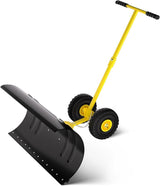 Garvee Snow Shovel with Adjustable Steel Blade, Ergonomic Handle, Oversized Blade, All-Terrain Wheels for Driveways & Sidewalks, Durable Powder-Coated Steel, Bright Colors - Jaune