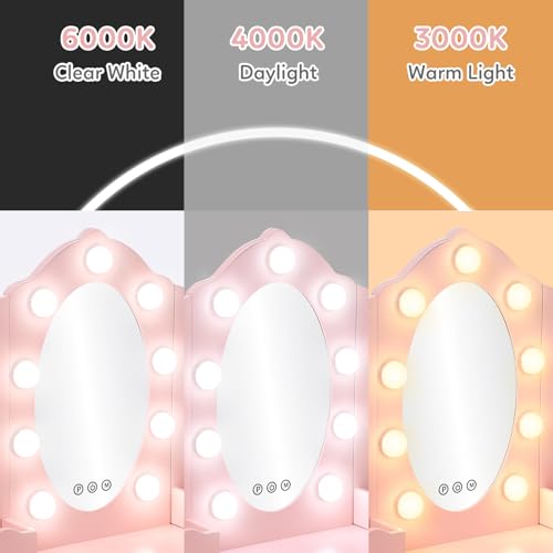 Lighted vanity mirror with multiple light tones
