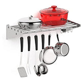 Garvee Stainless Steel Hanging Rack for Kitchen Storage and Organization, [NSF Certified] 12" W*24" L Shelf with 10 S Hooks for Hanging Pots, Pans in Home Kitchen, Restaurant & Hotel - Silver