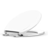 Garvee Toilet Seat Round Soft Close 17'', Round Toilet Lid Slow Close Quiet No , Installation & Release， PP Clean&Install, Comfortable Ergonomic Design, Plastic - White