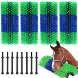 Garvee 4-Pack Livestock Scratching Brushes Heavy-Duty Animal Grooming Tool for Cows Horses Sheep Pigs Goats 18x18 Inches Weather-Resistant Nylon - Blue-Green 4Pcs