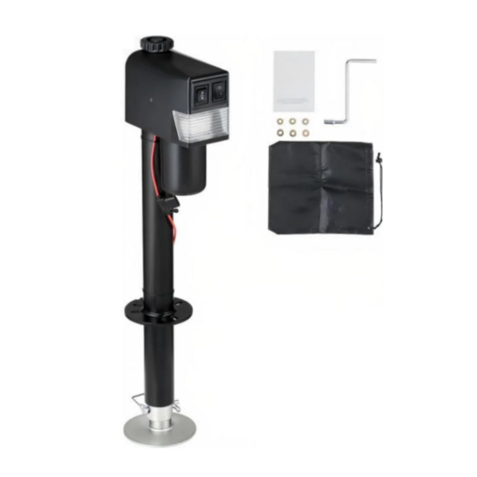 Electric trailer jack with waterproof cover, hand crank and hardware