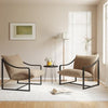 Garvee Mid-Century Modern Sling Accent Chair Set of 2, Comfy Fabric Living Room Chairs with Heavy Duty Metal Frame, Lounge Reading Armchair for Living Room Bedroom, Easy Assembly, Beige