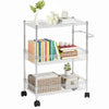 Garvee 3 Tier Rolling Cart, Metal Kitchen Cart On Wheels with Baskets, Wire Shelving Rolling Snack Storage Cart Utility Trolley with Handles for Kitchen Bathroom Office Laundry, Chrome
