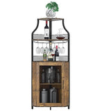 Garvee Corner Wine Bar Rack Cabinet with Detachable Wine Rack, Bar Cabinet with Glass Holder and Mesh Door, Liquor Coffe Bar Cabinet with Adjustable Shelves, Rustic Brown - Rustic Brown