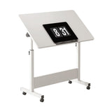 Garvee Small Computer Desk with Wheels Portable Rolling Laptop Desk for Home Office 31.5" L x 15.7" W Adjustable Height Foldable Black - White