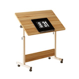 Garvee Small Standing Desk Adjustable Height Foldable Mobile Computer Table with Wheels for Small Spaces and Home Offices Oak - Ancient Oak