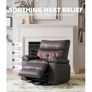 Garvee Oversized Wide Massage Recliner Chair, PU Leather Large Manual Recliner for Adults, Ultimate Comfort Lazy Boy with 1.5X Sponge Filling and Easy Recline Mechanism for Relaxation, Coffee
