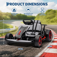 Garvee Ride - G Series: 6+,24V Drift Kart with 2X200W Strong Motor, 7AH Big Battery, Electric Pedals, Electric Go Kart Outdoor Race Toy - Black