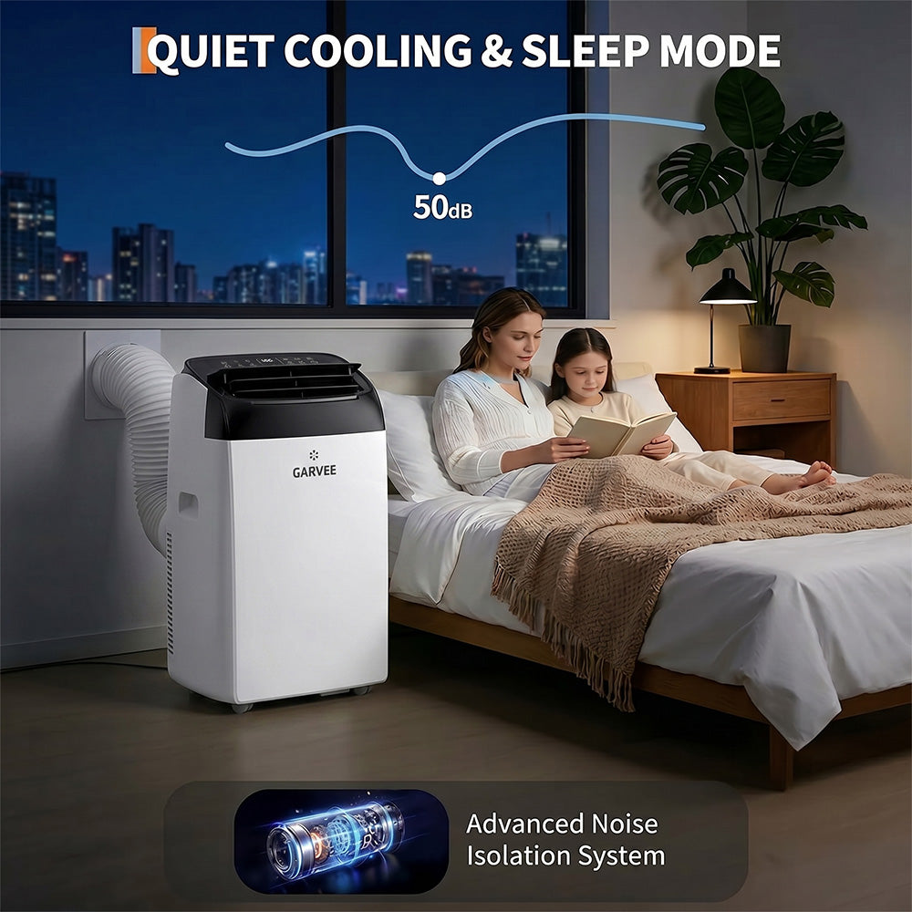 Garvee 14,000 BTU Portable Air Conditioner with Dehumidifier & Fan, Portable AC Units Cools up to 750 Sq. Ft., Remote Control, Auto Swing, Sleep Mode, White Top