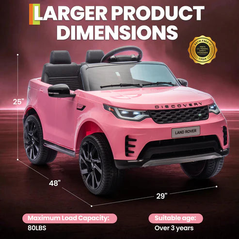 Garvee Ride P Series Voiture Électrique pour Enfants 12V Style Land Rover Deux Moteurs 3 Vitesses Batterie 4.5Ah Ceinture de Sécurité Télécommande Noir Jouet d'Extérieur - Rose