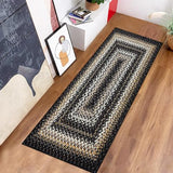 Garvee Bordered Black Multi 2x6 Hallway Runner Rug Braided Printed Runner Rug Washable Rug Boho Runner Rug Modern Geometric Rug Rustic Floor Cover Runner for Entryway Laundry Living Room Bedroom Kitchen - Black Multi