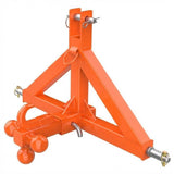 Garvee 3 Point Trailer Hitch 2" Receiver with Towing Ball Hitch and Hook for Category 1 Subcompact Tractor, Heavy Duty, Black Powder Coat - Orange