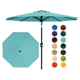 Garvee 9 ft Outdoor Patio Umbrella with 8 Sturdy Ribs, Crank Lift & Push Button Tilt, UV Protection, Waterproof, Lake Blue for Pool, Deck, Yard, Garden - Lake Blue