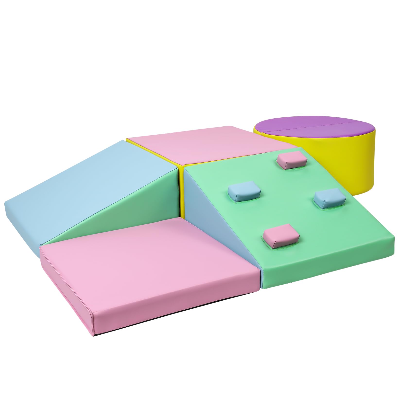 Foam climbing blocks set on white background