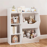 Garvee Kids 3-Tier Toy Storage Organizer, Kids Bookshelf Toy Shelf for Toys and Books, 5 Cubby Bookshelf & Toy Shelf for Kids' Room, Living Room, and Kindergarten, White - White