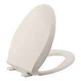 Garvee Durable Elongated Toilet Seat with Slow Soft Close - Easy to Install and Clean, Never Loosens - White, Fits Most Elongated Toilets Almond - Almond