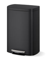 Garvee 50L Stainless Steel Kitchen Trash Can with Pedal, Soft-Close Lid, Odor Control, Rust-Resistant for Kitchen & Bathroom, Removable Inner Bucket, Silver - Black