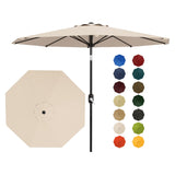 Garvee 9 Ft Outdoor Patio Umbrella With 8 Sturdy Iron Ribs, Crank Lift & Push Button Tilt, UV Protection, Waterproof, Light Beige For Pool, Deck, Garden - Light Beige