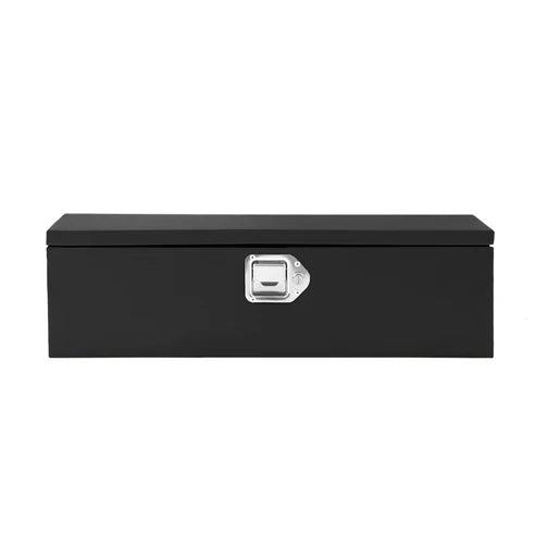 Garvee Boîte à outils en acier de 20 pouces pour benne de camion - Design en tôle striée avec poignées latérales et clés de verrouillage, rangement compact et durable pour pick-up, camping-cars et remorques, noir