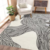 Garvee Modern Black & White 6x9 Striped Area Rug, Curve Design Low Pile Carpet for Living Room Bedroom Office