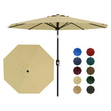 Garvee 10' Patio Umbrella with Crank Lift & Push Button Tilt, Table Umbrella Outdoor Patio 8 Sturdy Ribs for Yard, Deck, Pool, Beige - Beige