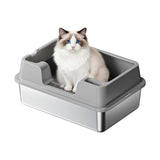 Garvee Stainless Steel Cat Litter Box Extra Large High Sided Non-Stick Odor Resistant Metal Litter Pan for Multiple Cats Big Cats Rabbits - Grey27