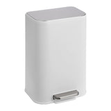 Garvee Bathroom Trash Can, 12L/3.2 Gallon Stainless Steel Garbage Can with Lid, Rectangular Small Step Waste Bin with Foot Pedal & Removable Inner Bucket for Kitchen Bedroom Restroom, White - White