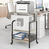 Garvee Large Printer Stand with Power Outlets and USB Ports, Mobile 3 Tier Rolling Cart, Adjustable Storage Shelf, Rustic Gray, Home Office