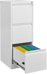 Garvee Vertical File Cabinet with Lock, 3 Drawer, Heavy-Duty Steel Office Filing Cabinet Fits Letter/Legal/A4/F4, Black - White