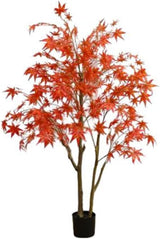 Garvee Autumn Maple Artificial Tree With Pot For Indoor Office Living Room Porch Decoration, Realistic Fall Colors, Durable, Eco-Friendly - Double Pole
