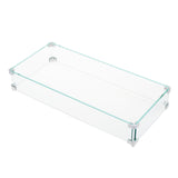 Garvee Rectangular Tempered Glass Fire Pit Wind Guard Clear Outdoor Gas Propane Table 41x11x4.1