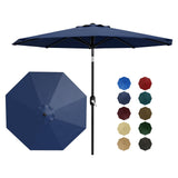Garvee 9' Patio Umbrella, Outdoor Table Umbrella – Market Umbrella, Tilt & Crank, UV Waterproof, 8 Ribs, Navy Blue - Navy Blue