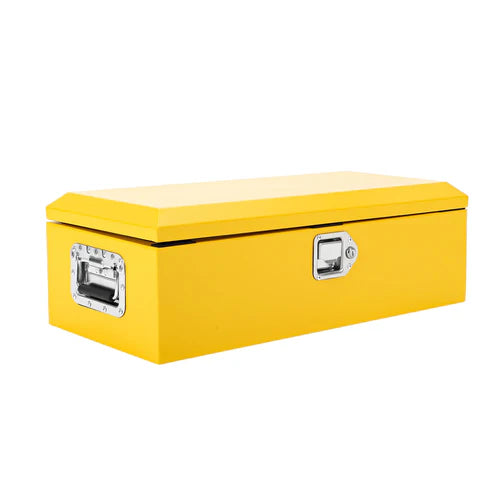 Garvee 48 Inch Steel Truck Bed Tool Box - Diamond Plate Design with Side Handles and Locking Keys, Compact Storage for Pickup Trucks, RVs, and Trailers, Yellow