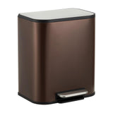 Garvee Kitchen Trash Can 5.3 Gallon Stainless Steel Matte Brown Rectangular Step On Waste Bin for Office Bedroom - Brown