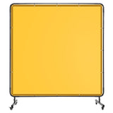 Garvee 6x6 Ft Flame-Resistant Welding Screen With Lockable Wheels, Transparent Yellow PVC Curtain, Steel Frame For Workshops And Garages - Yellow